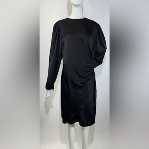 💥💥NWT OAK + FORT Black Ruched Long Sleeve Dress Sz: M